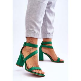 FB2 Sandali con tacco alto in camoscio da donna Green Lanes verde 2