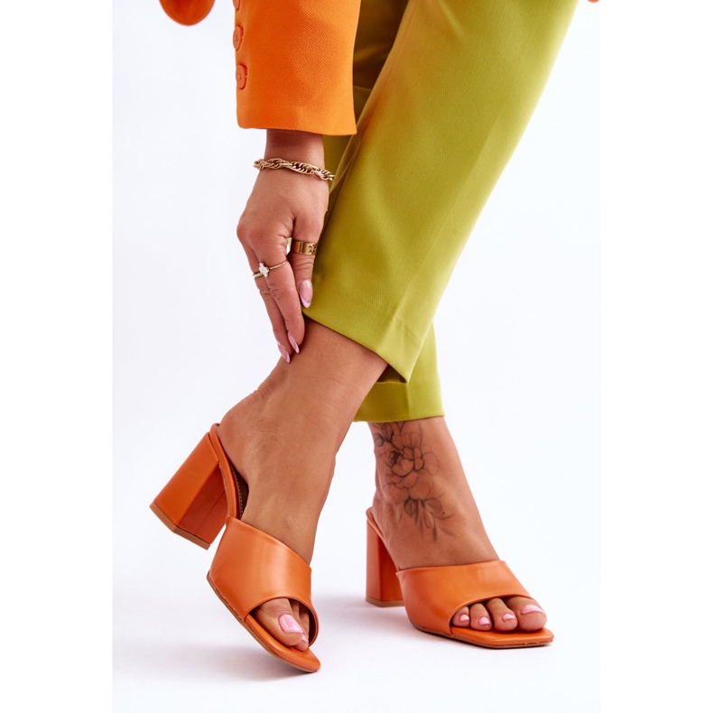 Pantofole classiche da donna in pelle arancione Loara arancia 2