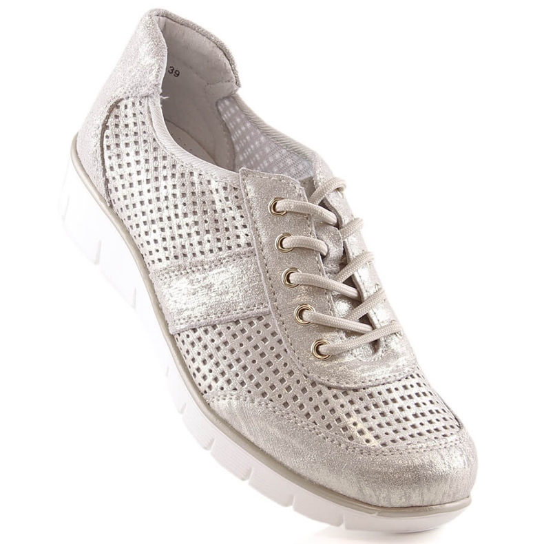 Filippo DP028 scarpa sportiva da donna traforata in pelle d'oro 1