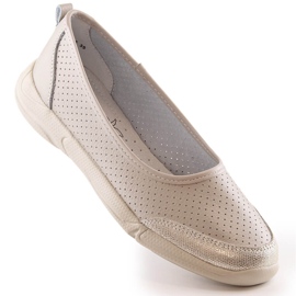 Ballerine da donna in pelle beige traforata Jezzi 3621 1