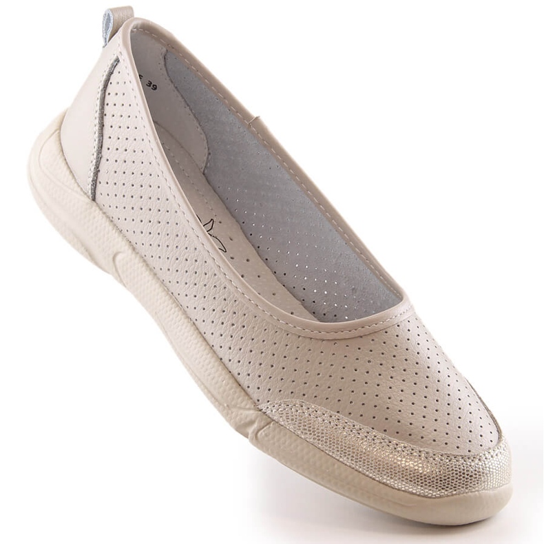Ballerine da donna in pelle beige traforata Jezzi 3621 1