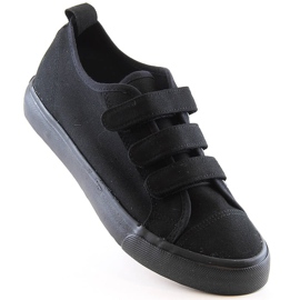 Sneakers con velcro tutta nera Atletico 19759 nero 1