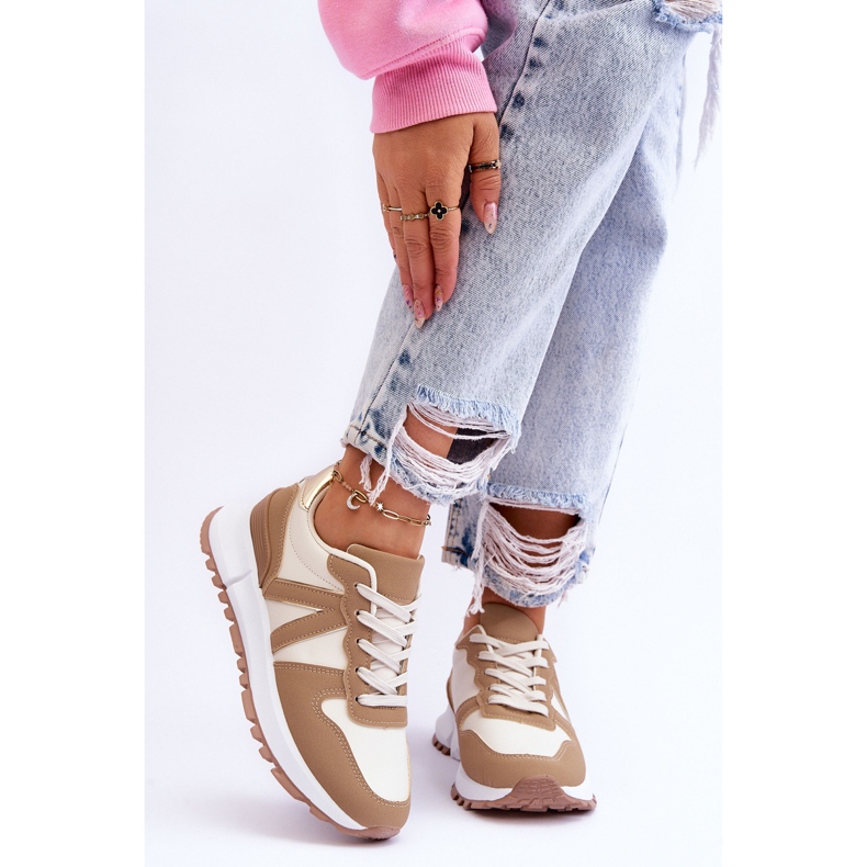 Scarpe sportive Elliot basse beige da donna 1