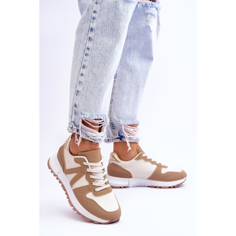 Scarpe sportive Elliot basse beige da donna 2