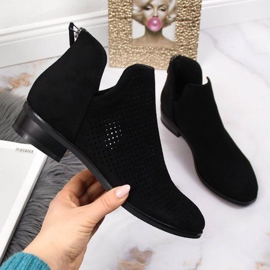 Stivali da donna in camoscio nero traforato W Vinceza 1