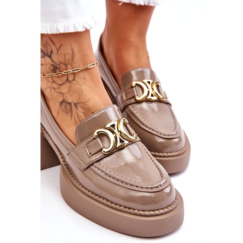 S.Barski Décolleté alla moda con tacchi massicci beige Imani 3