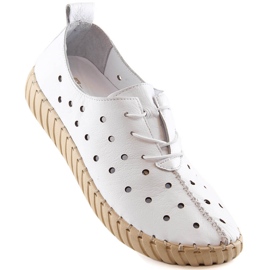 Scarpe da donna comode traforate in pelle bianche Artiker 48C0567 bianco 1