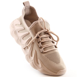 Scarpe sportive da donna in rete beige Vinceza 13575 1