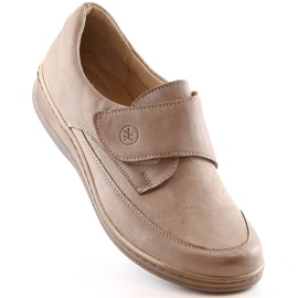 Comode scarpe da donna in pelle con velcro beige Helios 395 1