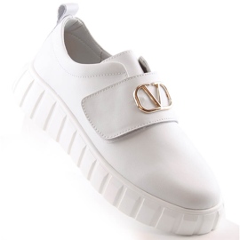 Scarpe da donna in pelle sulla piattaforma con velcro bianco Vinceza 87904 1