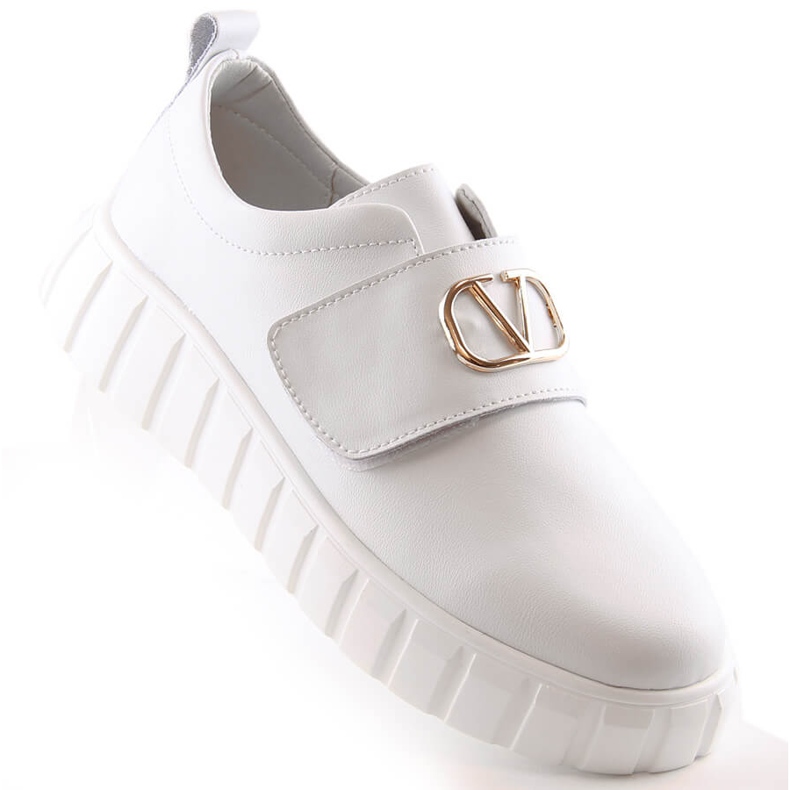 Scarpe da donna in pelle sulla piattaforma con velcro bianco Vinceza 87904 bianca 1