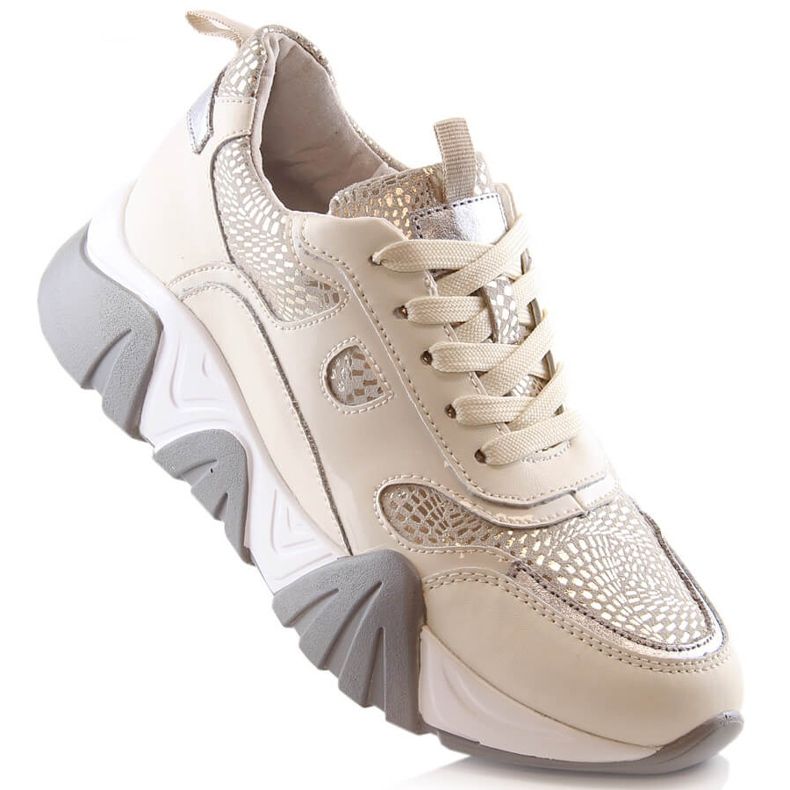 Scarpe sportive da donna in pelle beige Filippo DP4516 1