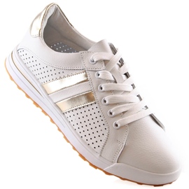 Scarpe sportive da donna in pelle traforata Filippo DP4477 bianco 1