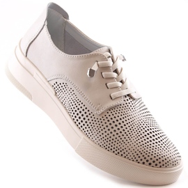 Scarpe da donna traforate in pelle beige Filippo DP4405 1