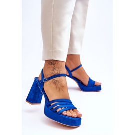 Sandali Con Plateau In Pelle Scamosciata Da Donna Blu Verda 2