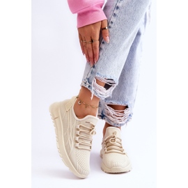FB2 Scarpe Sportive Slip-on da Donna Sneakers Beige Rosett 1