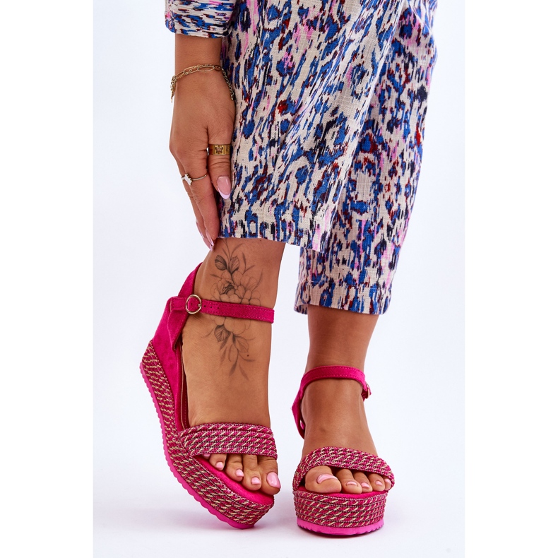 Sandali con zeppa da donna classici fucsia Malmo rosa 1
