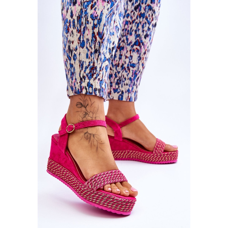 Sandali con zeppa da donna classici fucsia Malmo rosa 2