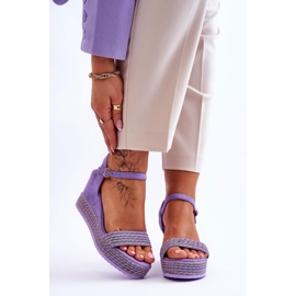 Sandali con zeppa da donna classici viola Malmo 1