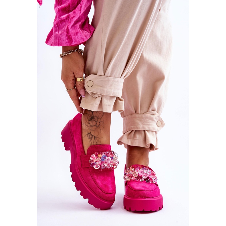FB2 Mocassini con plateau impreziositi da donna Fucsia Brenda rosa 1
