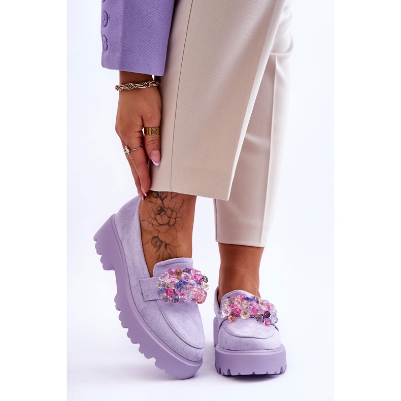 FB2 Mocassini con plateau da donna con abbellimenti Viola Brenda 1