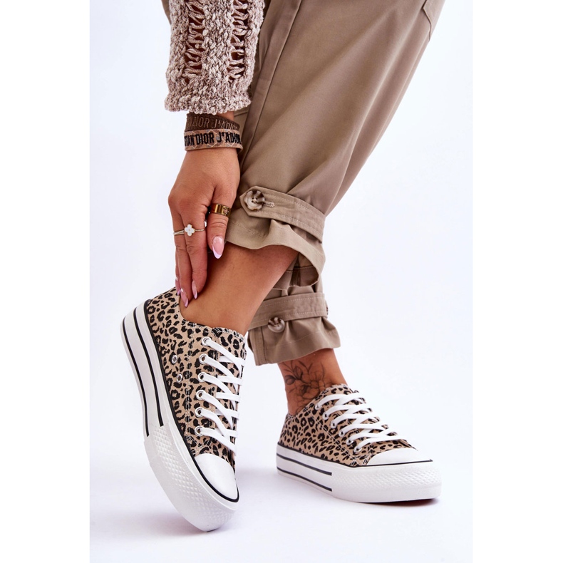 Sneakers Da Donna Su Una Piattaforma Chunky Ember Beige E Nera 2