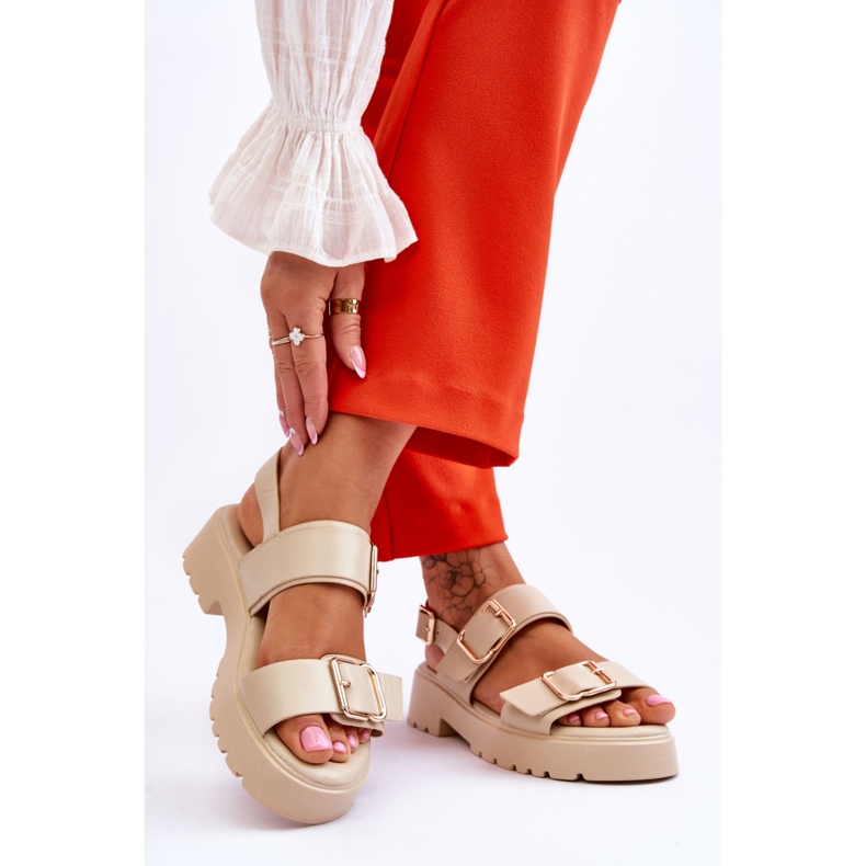 FB2 Sandali Comodi In Pelle Beige Alayah marrone 2