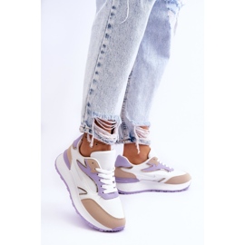 Scarpe sportive con plateau da donna Henley bianco-viola bianca 1