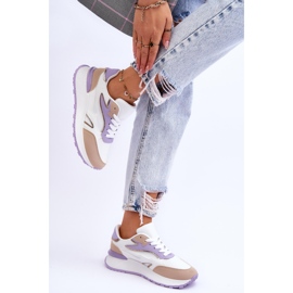 Scarpe sportive con plateau da donna Henley bianco-viola bianca 2