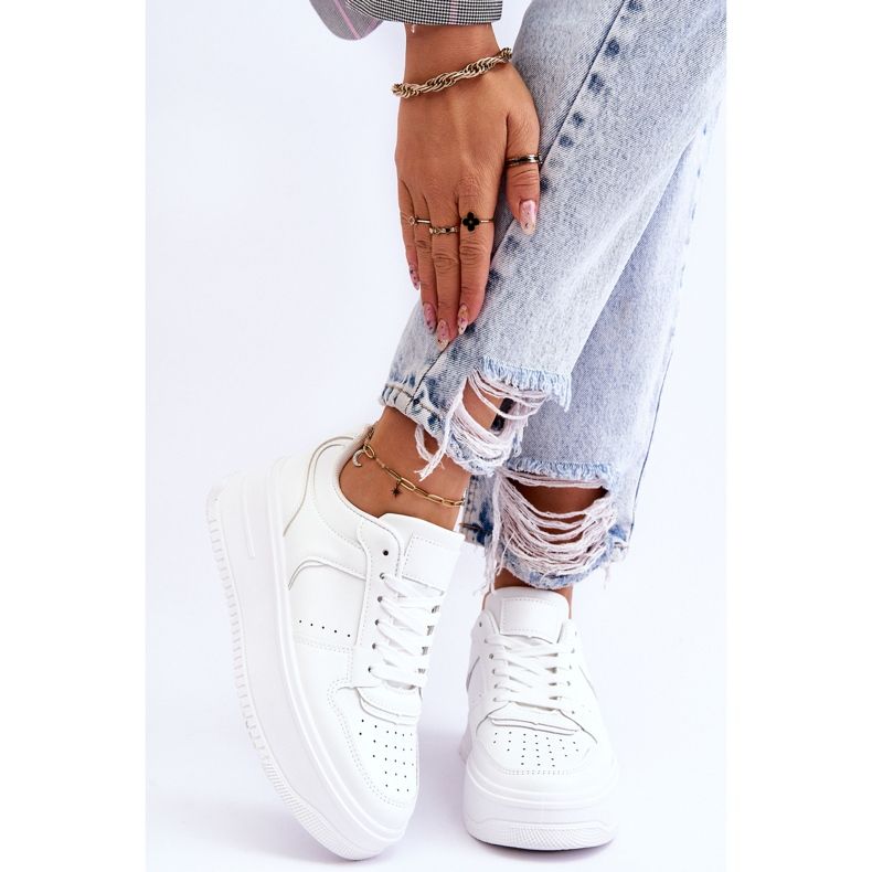 FB2 Scarpe sportive da donna con plateau alto Bexley bianche bianca 1
