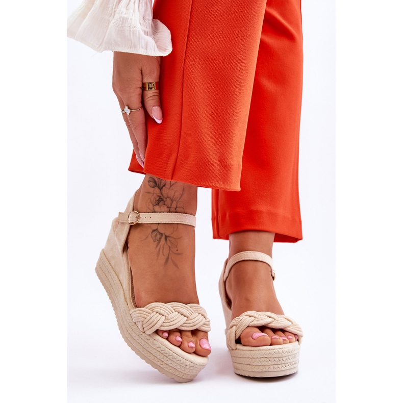 FB2 Sandali Classici Con Zeppa In Pelle Scamosciata Beige Denisse marrone 1