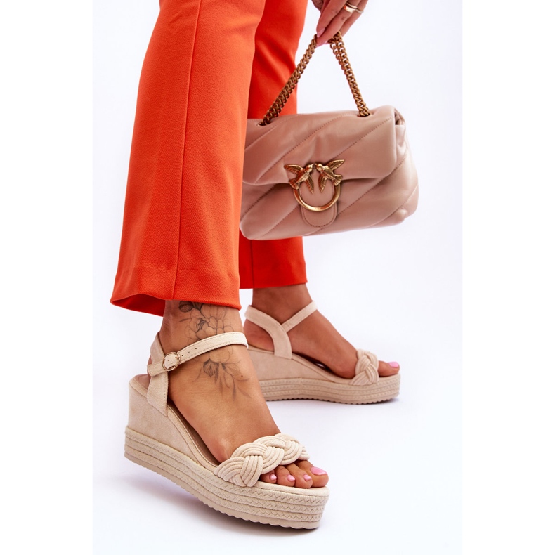 FB2 Sandali Classici Con Zeppa In Pelle Scamosciata Beige Denisse marrone 2
