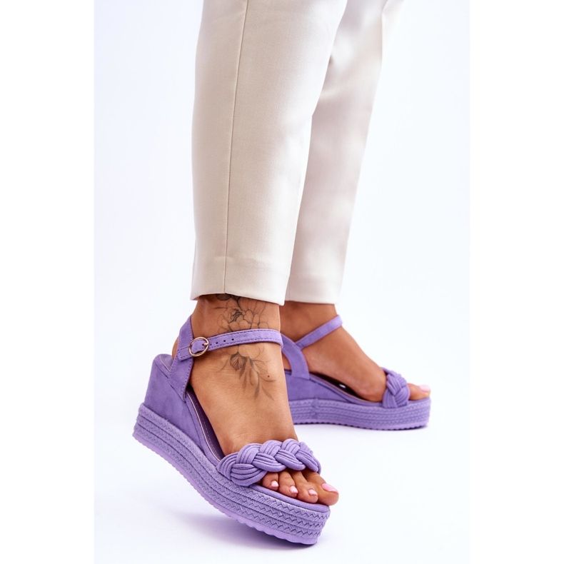 Sandali Classici Con Zeppa In Pelle Scamosciata Viola Denisse 2
