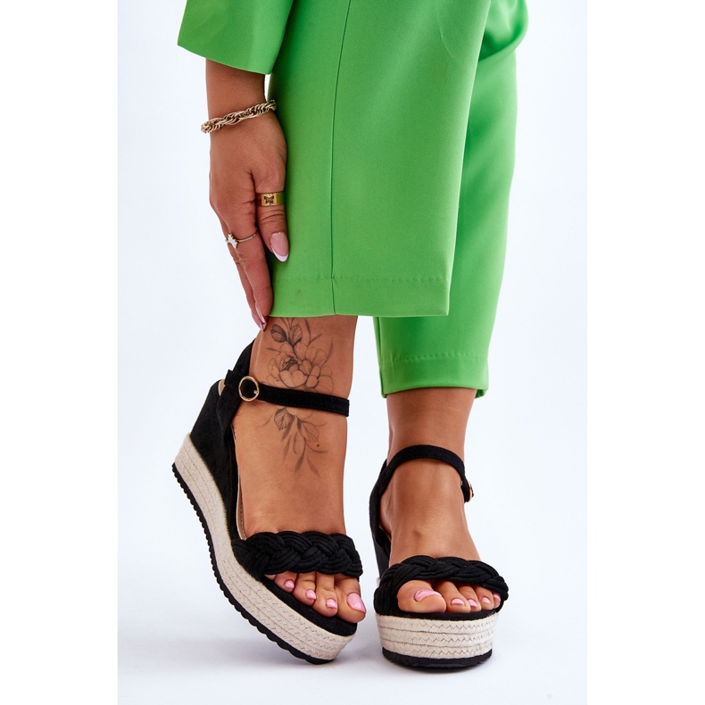 Sandali Classici Con Zeppa In Pelle Scamosciata Neri Denisse nero 1