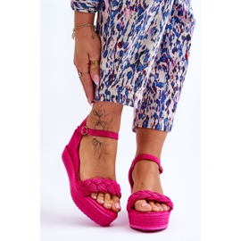 FB2 Classici sandali con zeppa Denisse in camoscio fucsia rosa 1