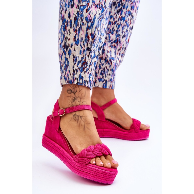FB2 Classici sandali con zeppa Denisse in camoscio fucsia rosa 2