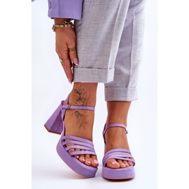 Sandali con plateau in pelle scamosciata da donna Viola Verda 1