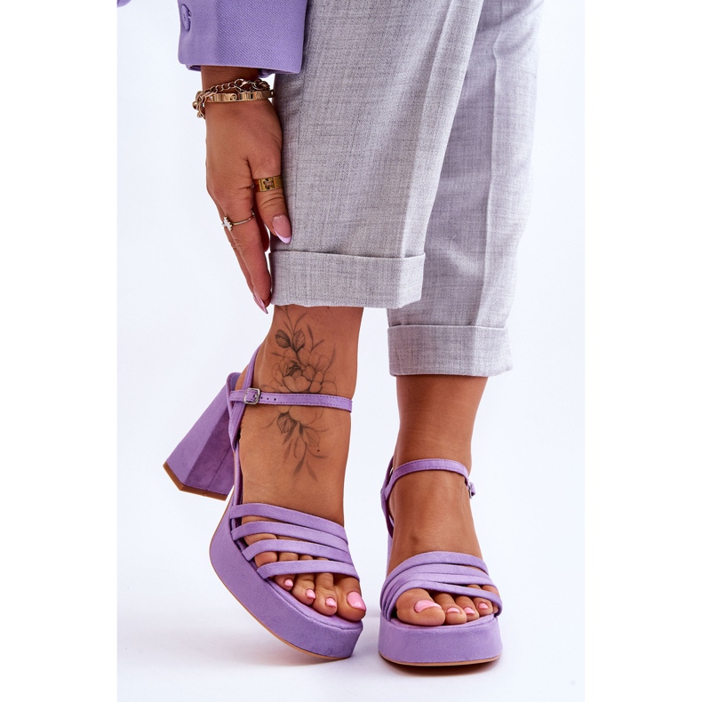 Sandali con plateau in pelle scamosciata da donna Viola Verda 1