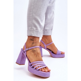 Sandali con plateau in pelle scamosciata da donna Viola Verda 2