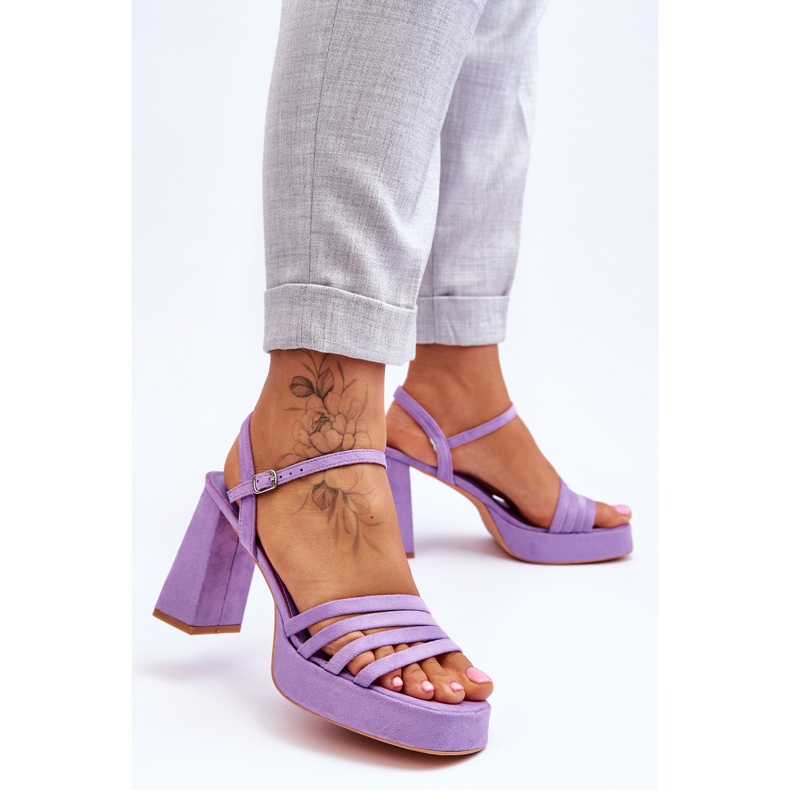 Sandali con plateau in pelle scamosciata da donna Viola Verda 2