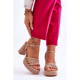 Sandali con plateau in pelle scamosciata da donna Beige Verda marrone 1