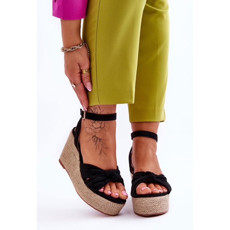 Sandali con zeppa da donna neri Kendall nero 1