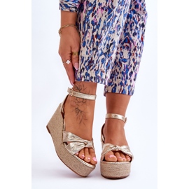 Sandali con zeppa da donna Gold Kendall d'oro 1