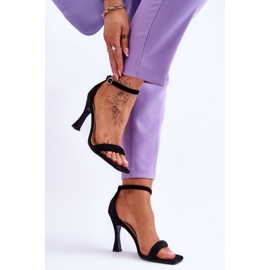 Sandali con tacco da donna in camoscio Rousses neri nero 2