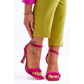 Sandali con tacco alto Rousses fucsia da donna in camoscio rosa 1