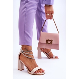 FJ1 Sandali Alla Moda Con Zirconi Beige Carma marrone 2