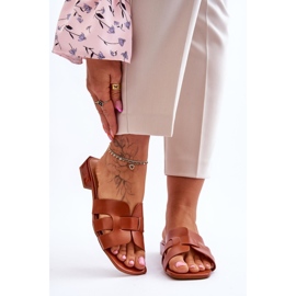 FJ1 Pantofole in pelle Fendy cammello da donna classiche marrone 1