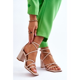 FJ1 Sandali da donna alla moda in pelle Beige Primma Tacchi alti marrone 2