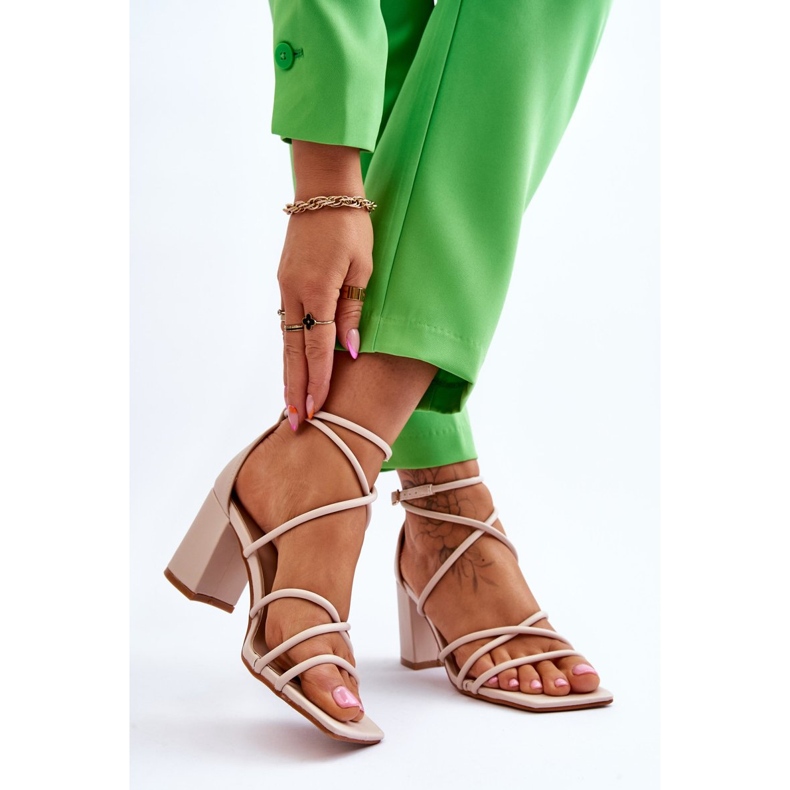 FJ1 Sandali da donna alla moda in pelle Beige Primma Tacchi alti marrone 2