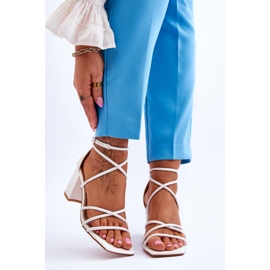 FJ1 Sandali Con Tacco Donna Alla Moda In Pelle Bianco Primma bianca 1